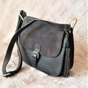 NWOT dark brown leather/suede saddle bag
